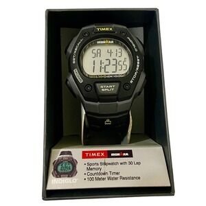Timex Ironman 30-Lap Digital Watch‎ Mens Black Indiglo 100M WR TW5M09500 Timer